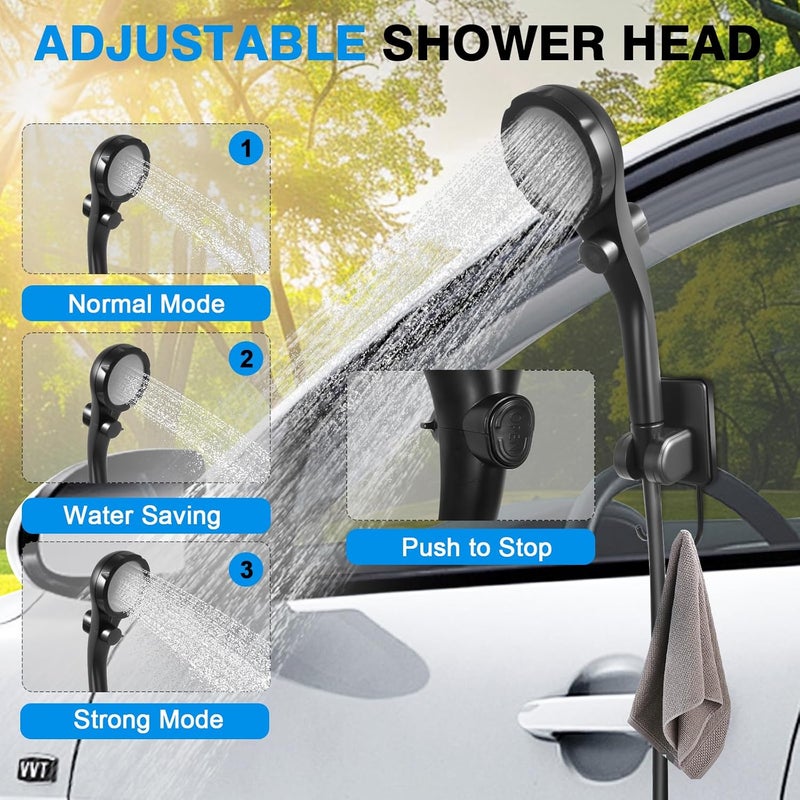 Digury Portable Camping Shower with 5 Gallon Water Jug, 6000mAh Rechargeable Outdoor Camping Shower Kit, IPX7 Waterproof Pump BPA Free Water Containers Camp Essentials - Image 3